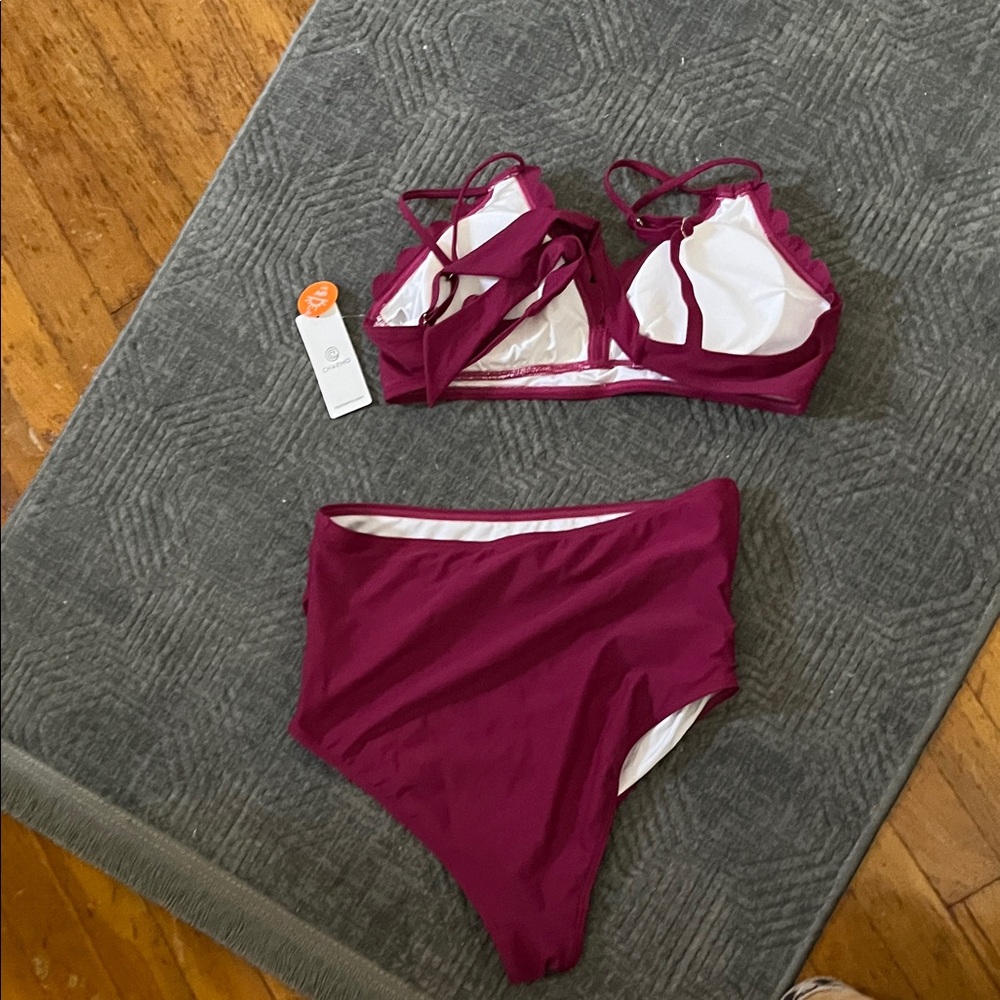Charmo Women's Plum Scalloped Bikini - Picture 5 of 7